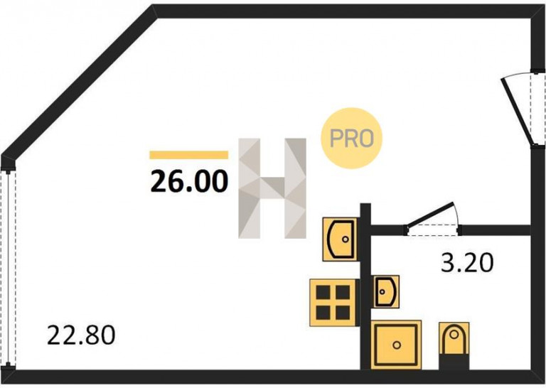 Студия 26 м²