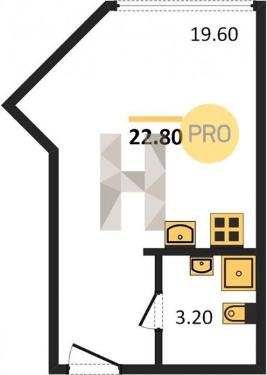 Студия 22.8 м²