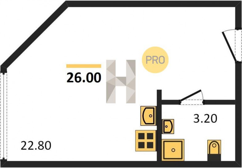 Студия 26 м²