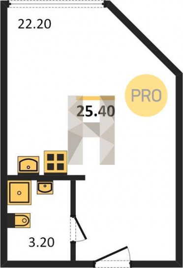 Студия 25.4 м²