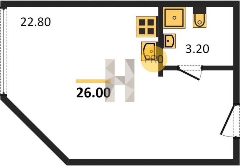 Студия 26 м²