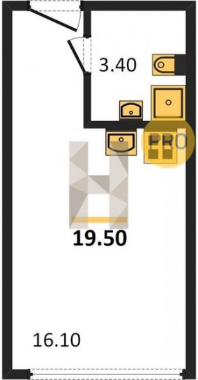 Студия 19.5 м²