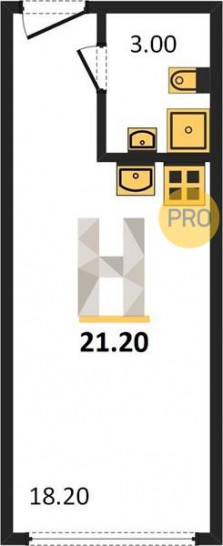 Студия 21.2 м²