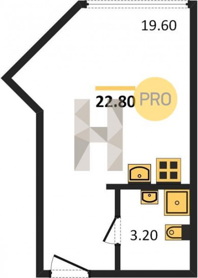 Студия 22.8 м²