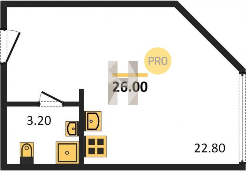 Студия 26 м²