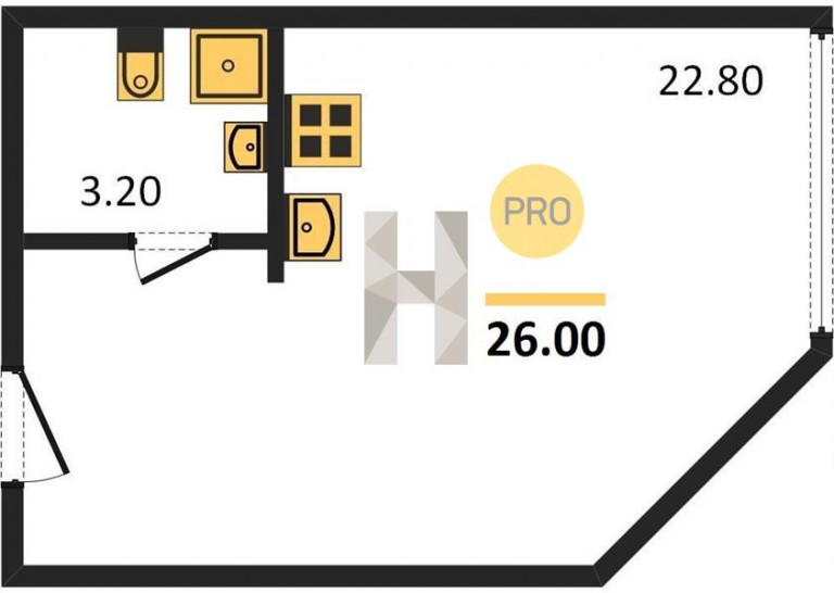 Студия 26 м²