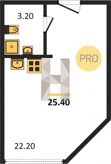 Студия 25.4 м²