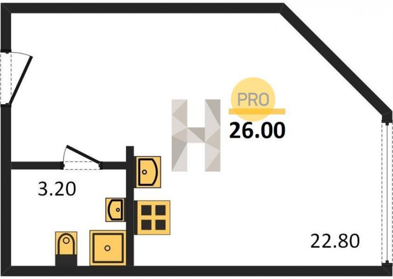 Студия 26 м²