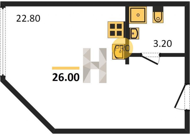 Студия 26 м²