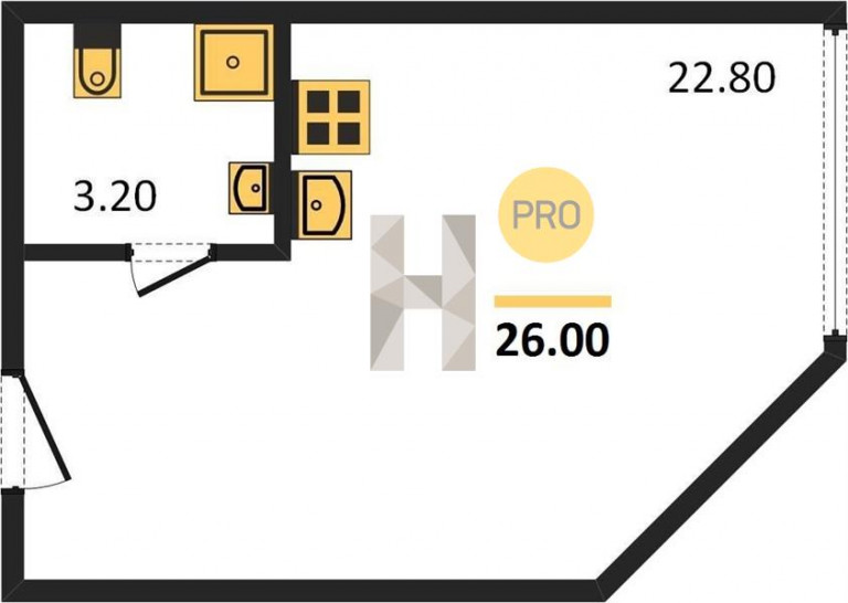 Студия 26 м²