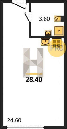 Студия 28.4 м²