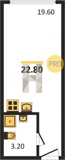 Студия 22.8 м²