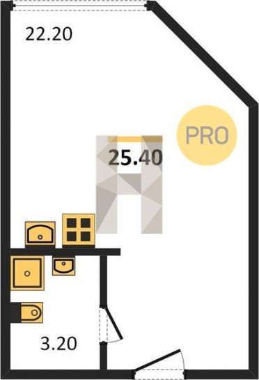 Студия 25.4 м²
